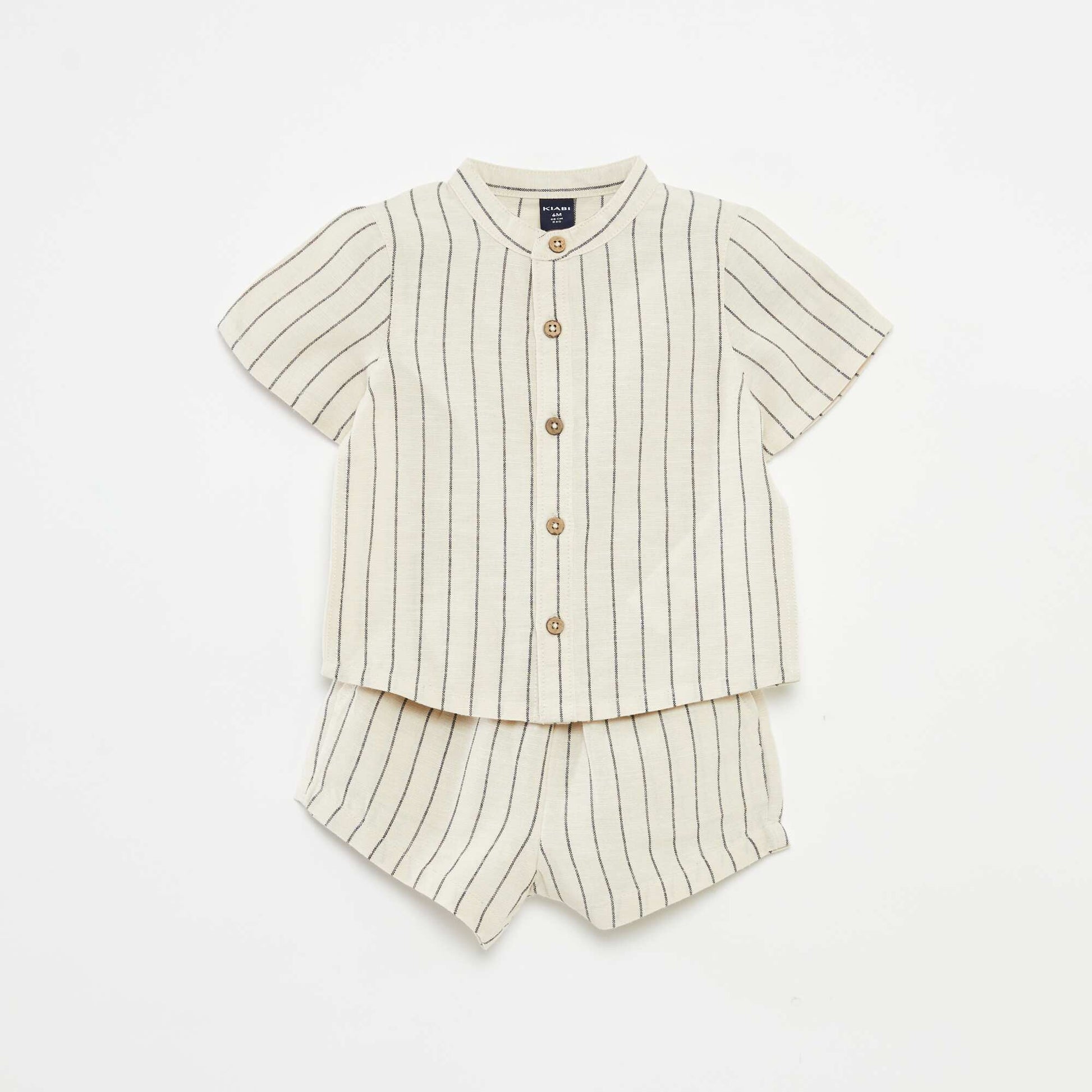 Ensemble chemise à col mao + short - 2 pièces BEIGE