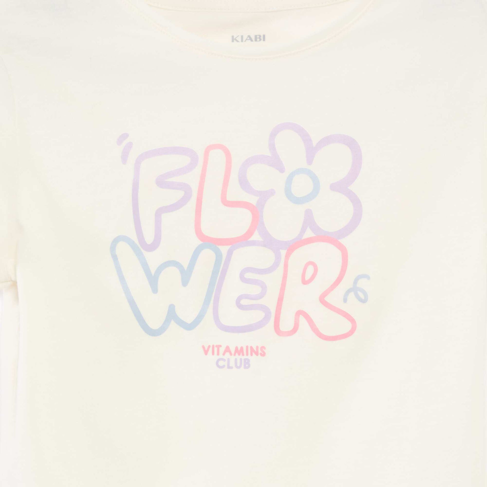 T-shirt imprimé manches courtes et col rond BLANC