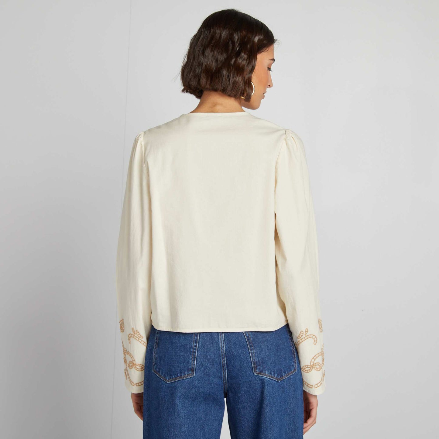 Blouse kimono brodé BEIGE