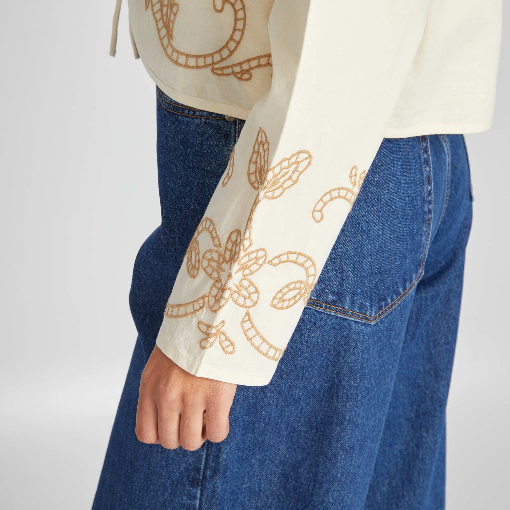 Blouse kimono brodé BEIGE