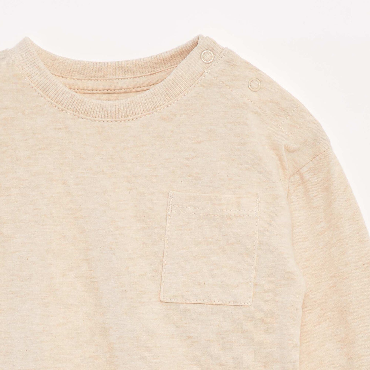 T-shirt manches longues et poche poitrine BEIGE