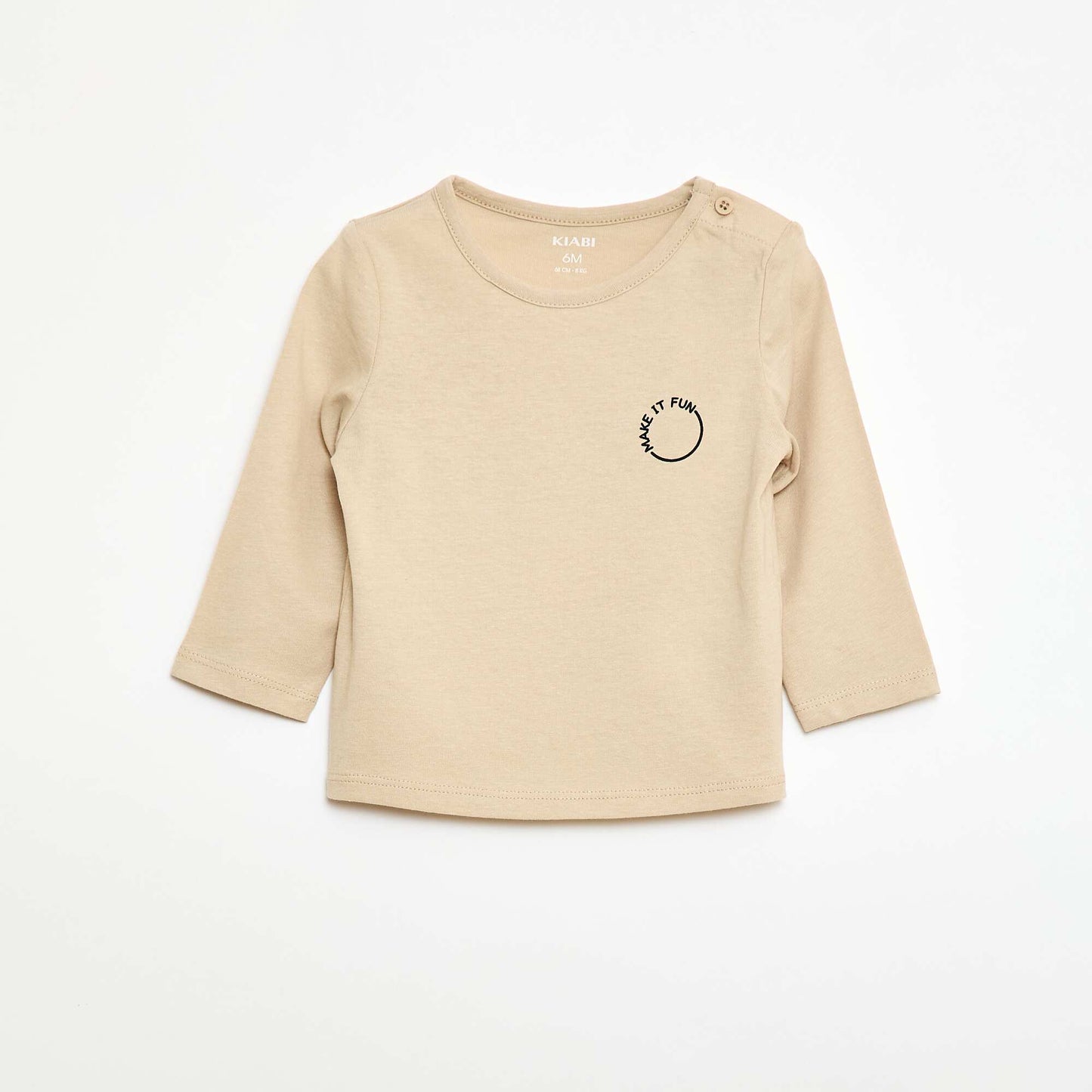 T-shirt imprimé à manches longues BEIGE