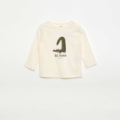 T-shirt à manches longues avec animation BLANC