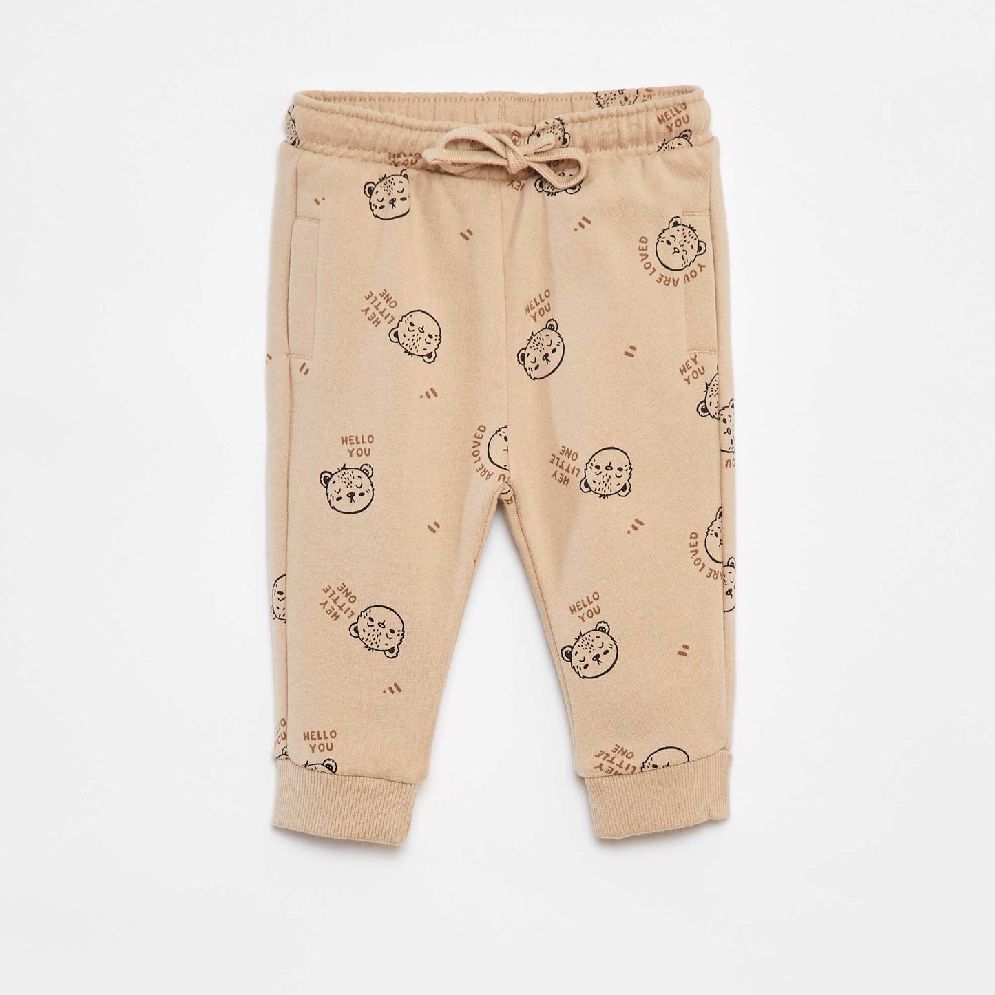 Pantalon jogging uni avec taille élastiquée BEIGE