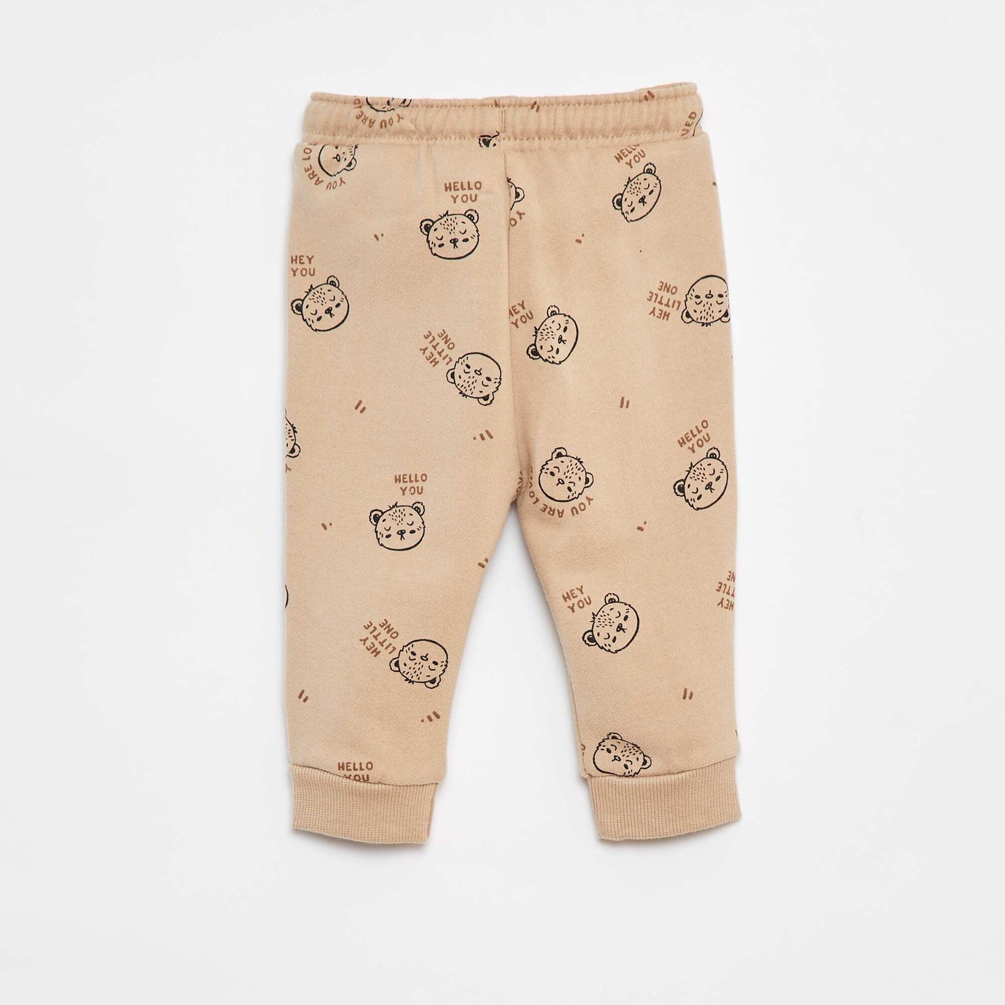 Pantalon jogging uni avec taille élastiquée BEIGE