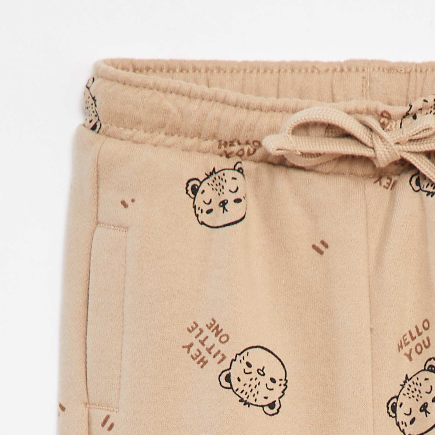 Pantalon jogging uni avec taille élastiquée BEIGE