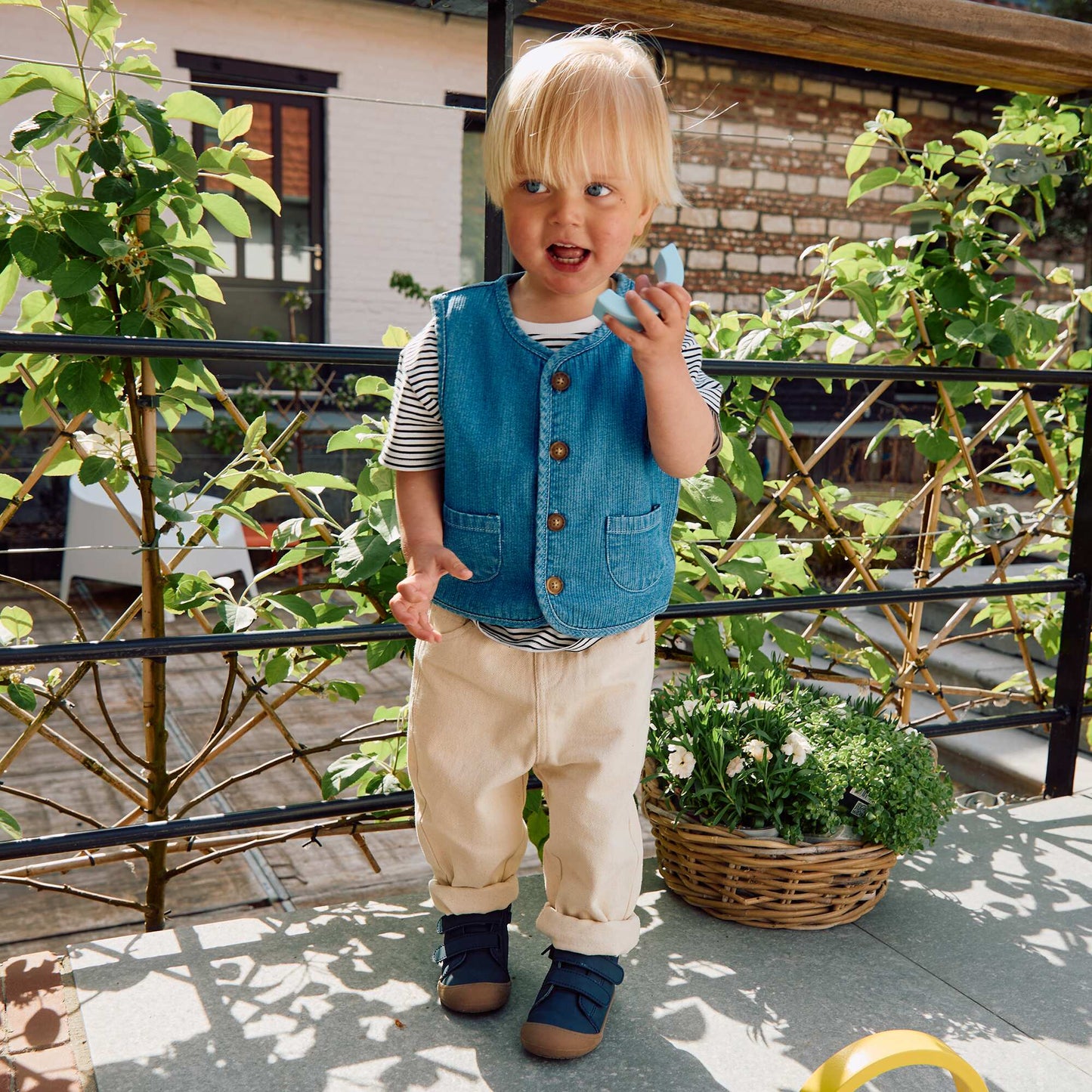 Pantalon en twill paperbag taille 3/4 BLANC