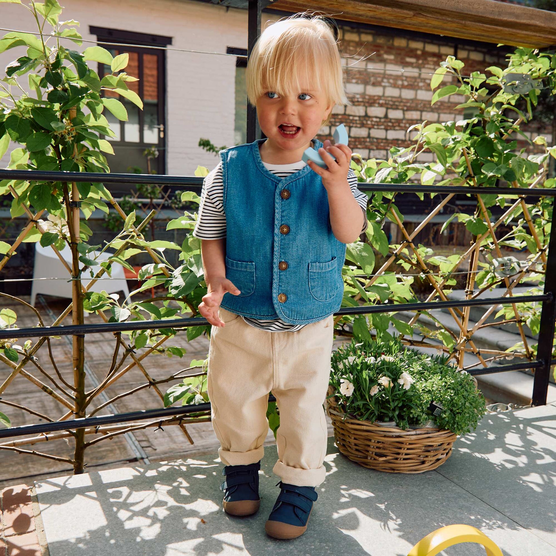 Pantalon en twill paperbag taille 3/4 BLANC