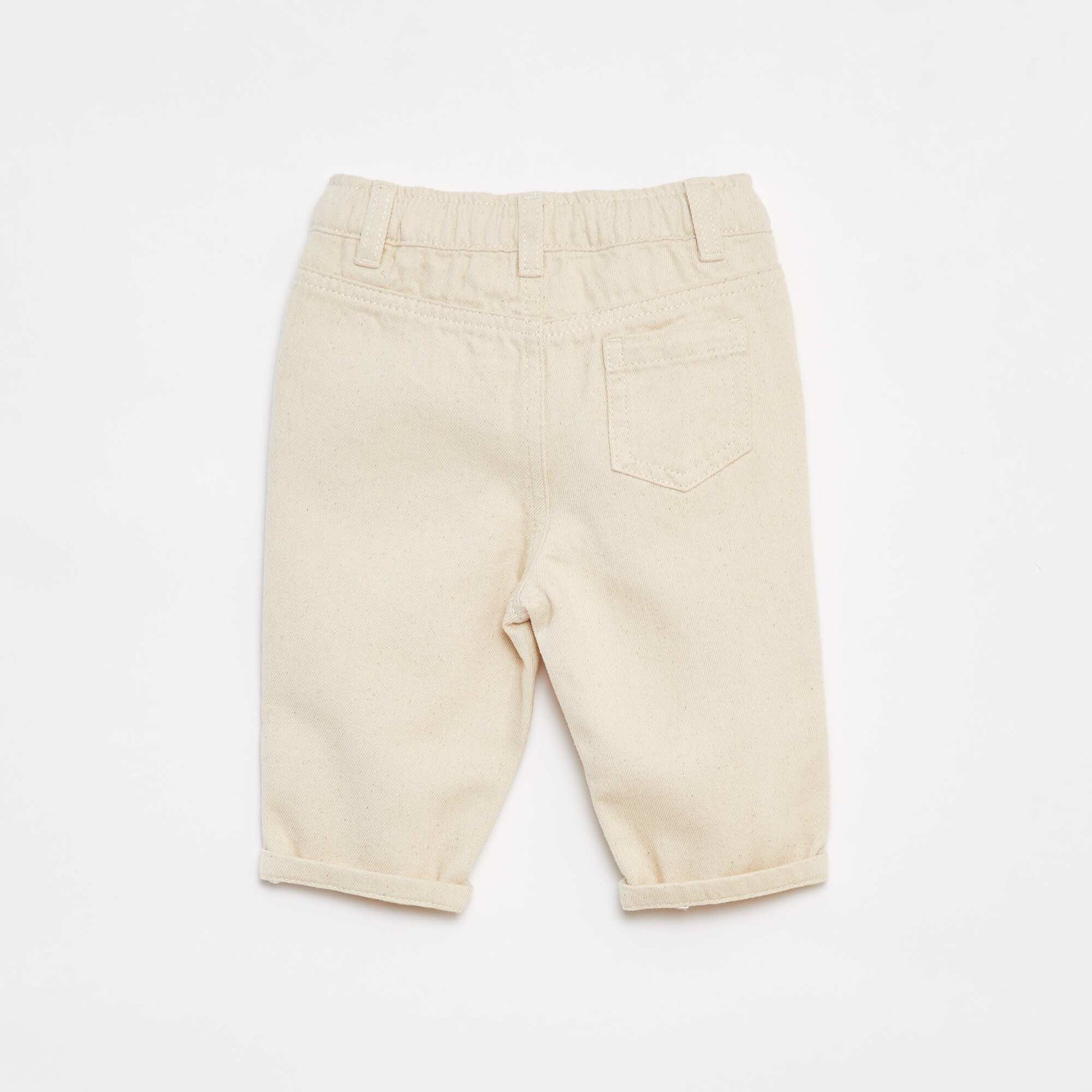 Pantalon en twill paperbag taille 3/4 BLANC