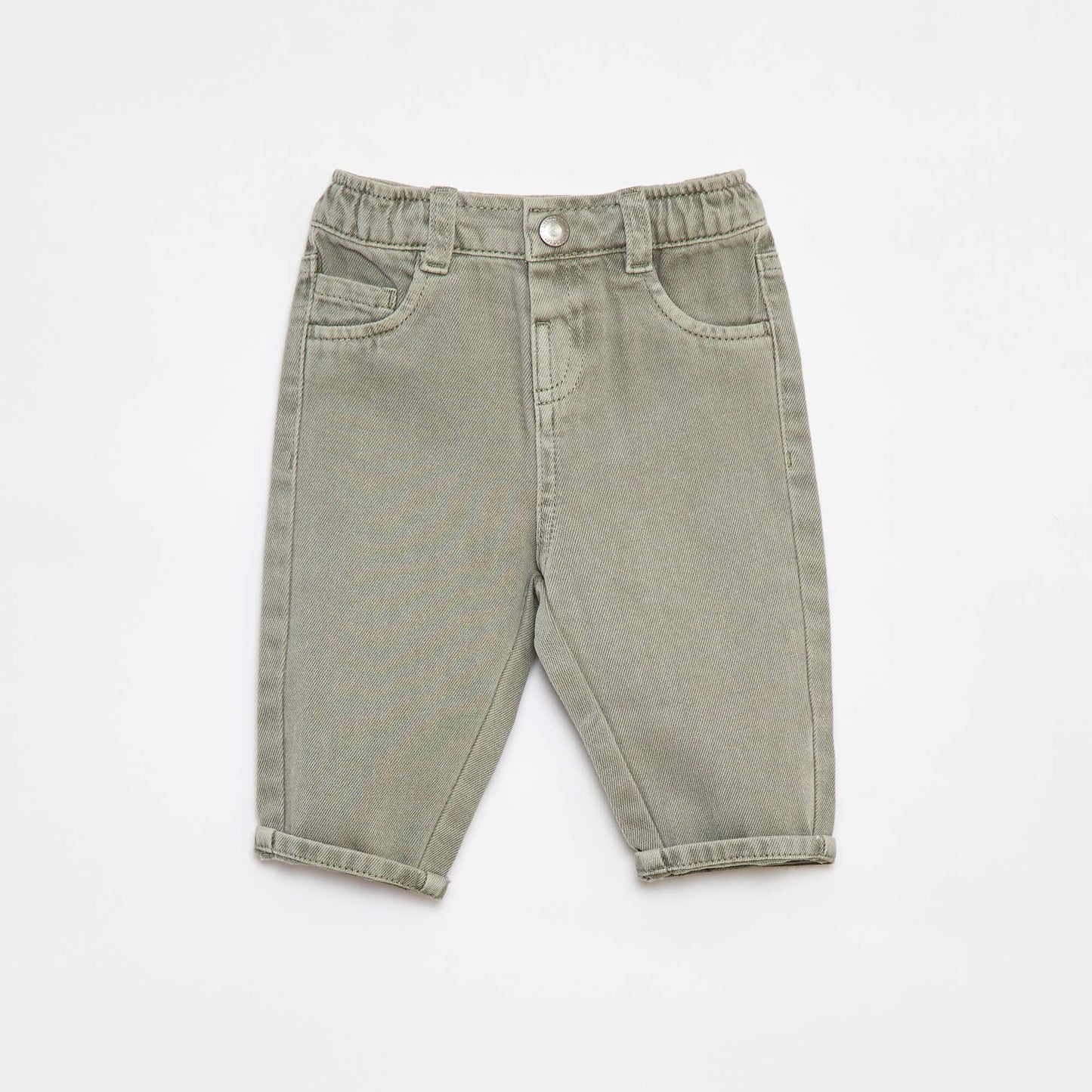Pantalon en twill paperbag taille 3/4 VERT
