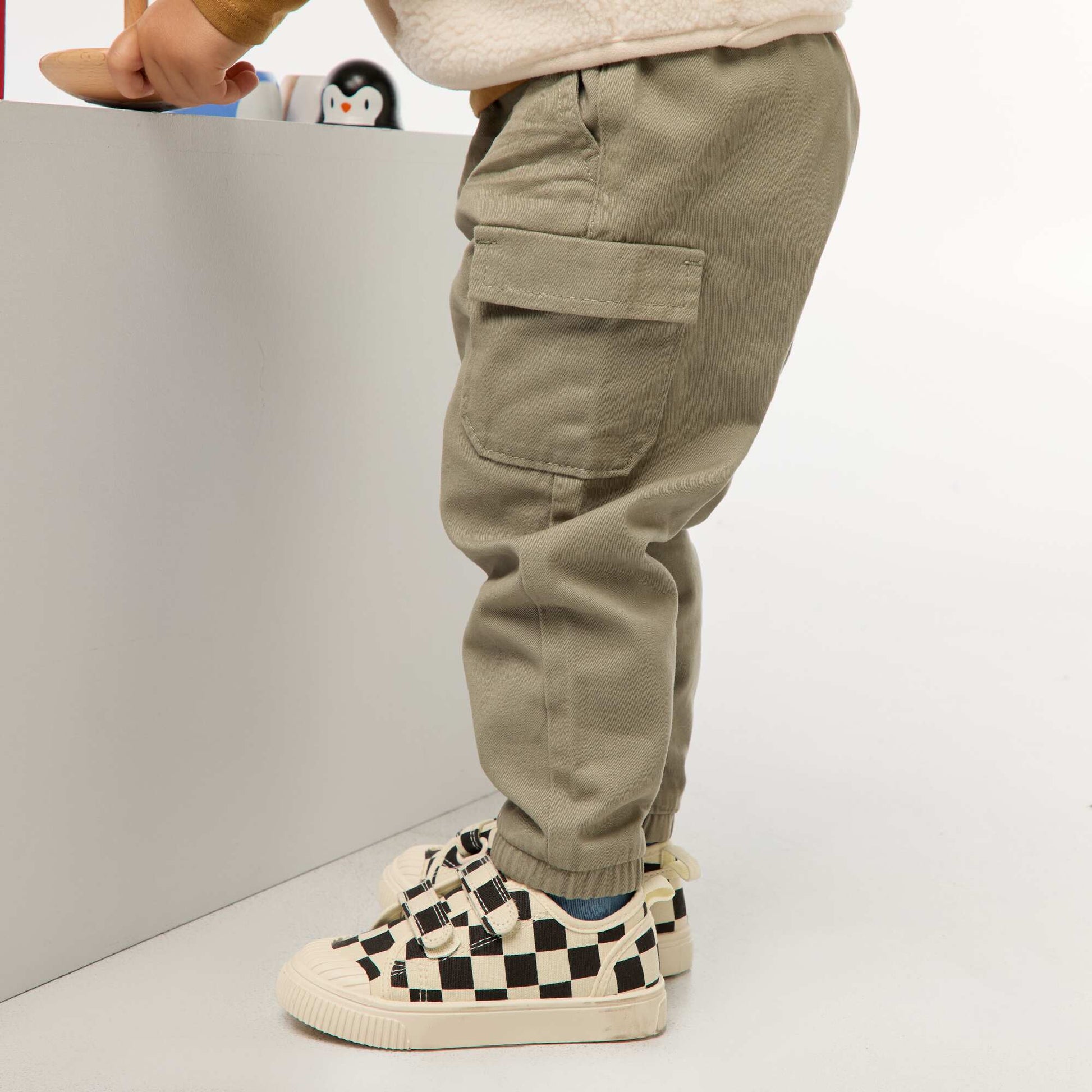 Pantalon jogger en twill avec poches à rabat VERT