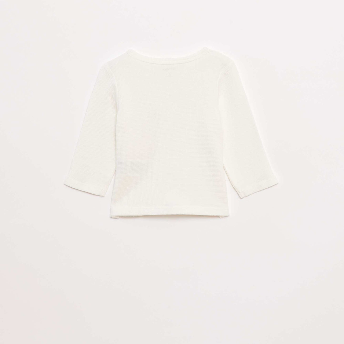 T-shirt col tunisien en maille gaufrée BLANC