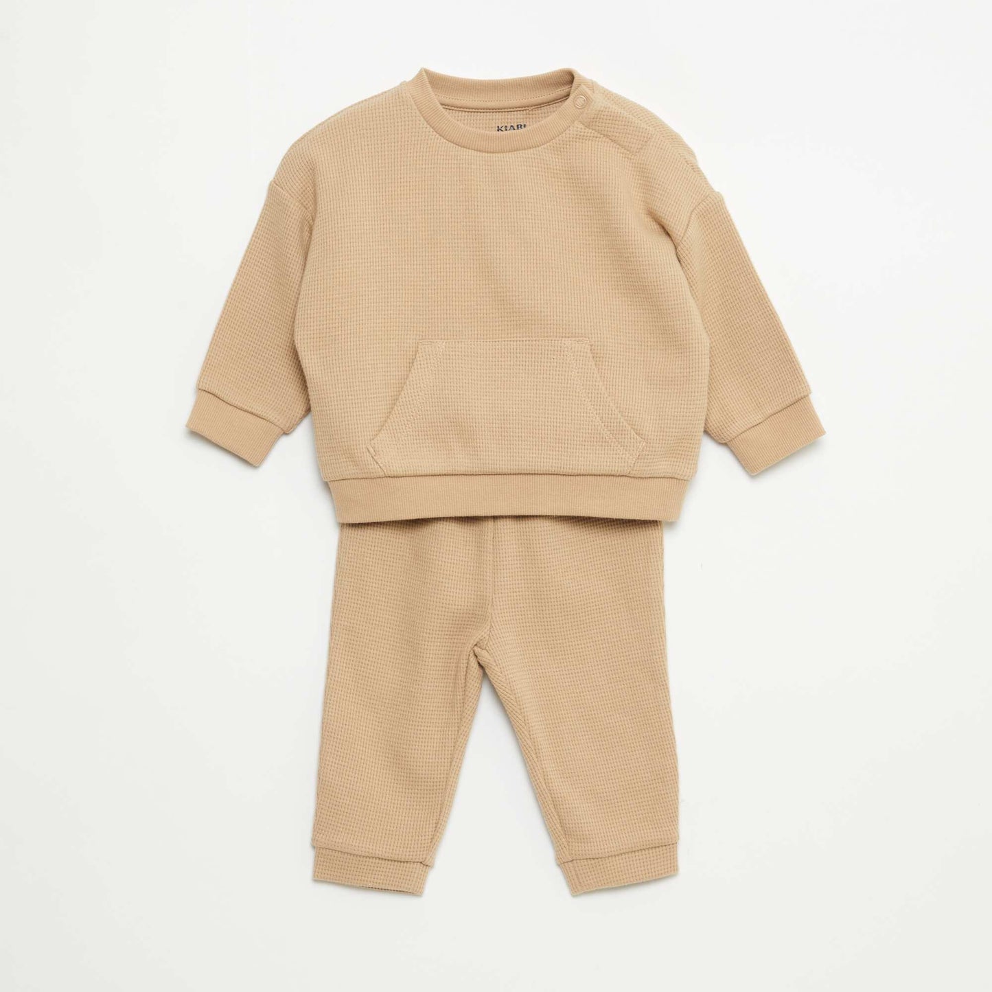 Ensemble sweat + pantalon en matière nid d'abeilles - 2 pièces BEIGE