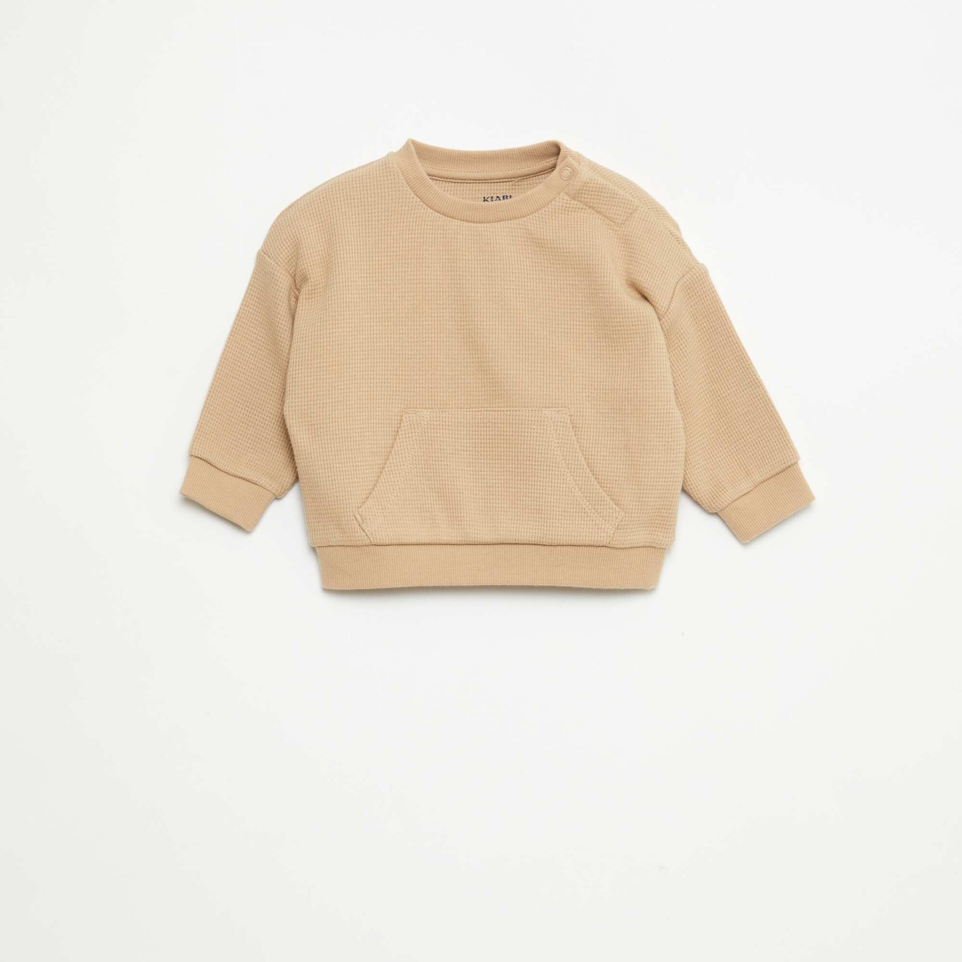Ensemble sweat + pantalon en matière nid d'abeilles - 2 pièces BEIGE