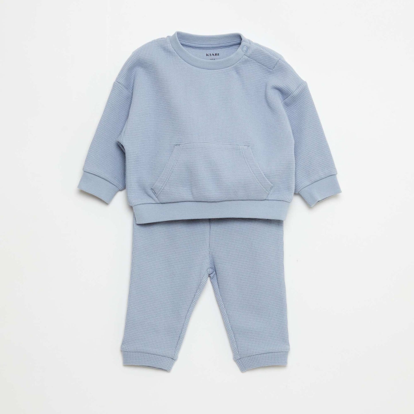 Ensemble sweat + pantalon en matière nid d'abeilles - 2 pièces BLEU