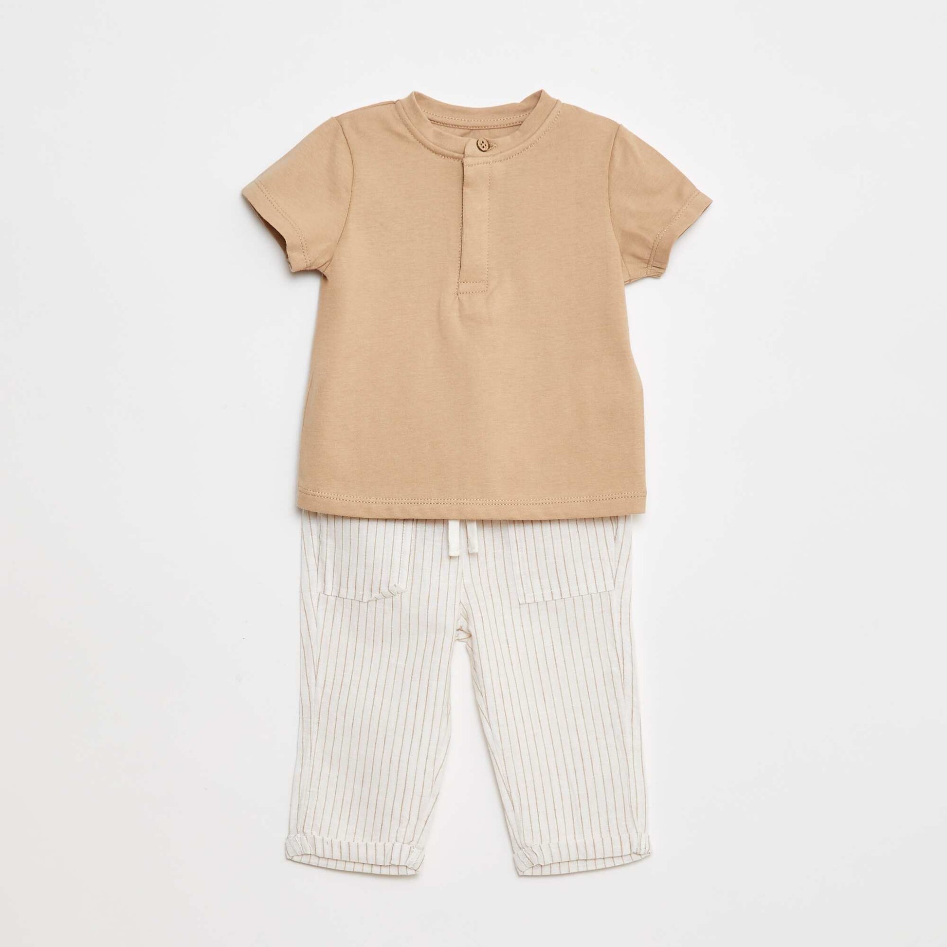 Ensemble t-shirt manches courtes + pantalon léger - 2 pièces BEIGE