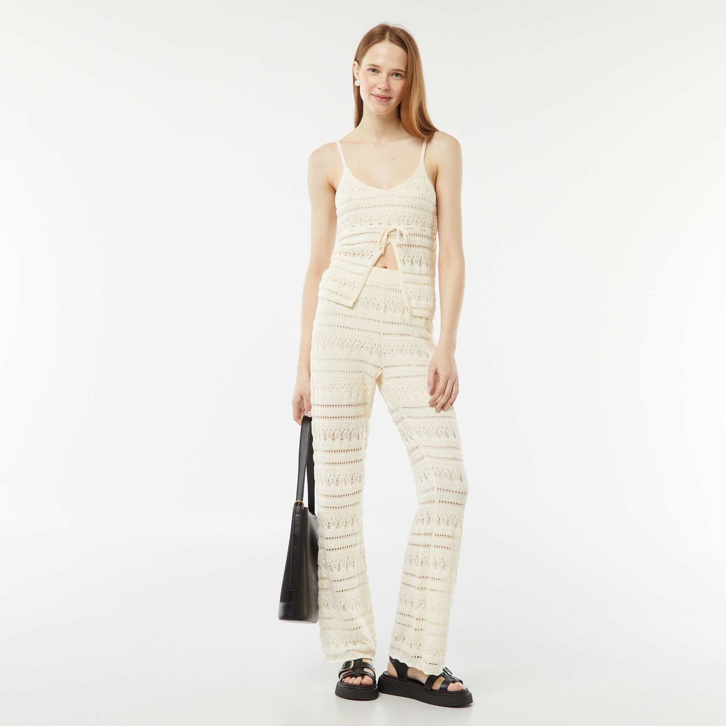 Pantalon large en crochet BEIGE