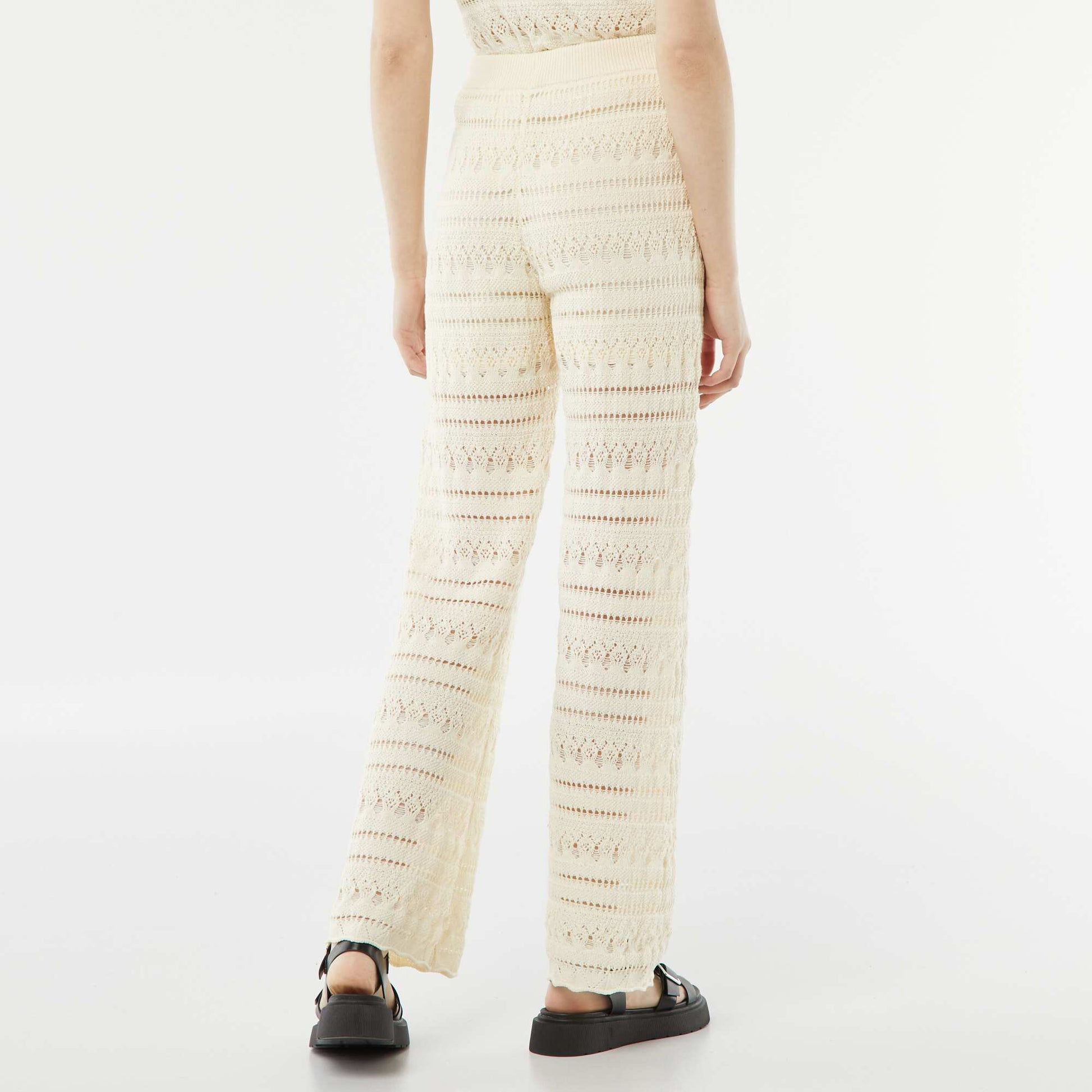 Pantalon large en crochet BEIGE