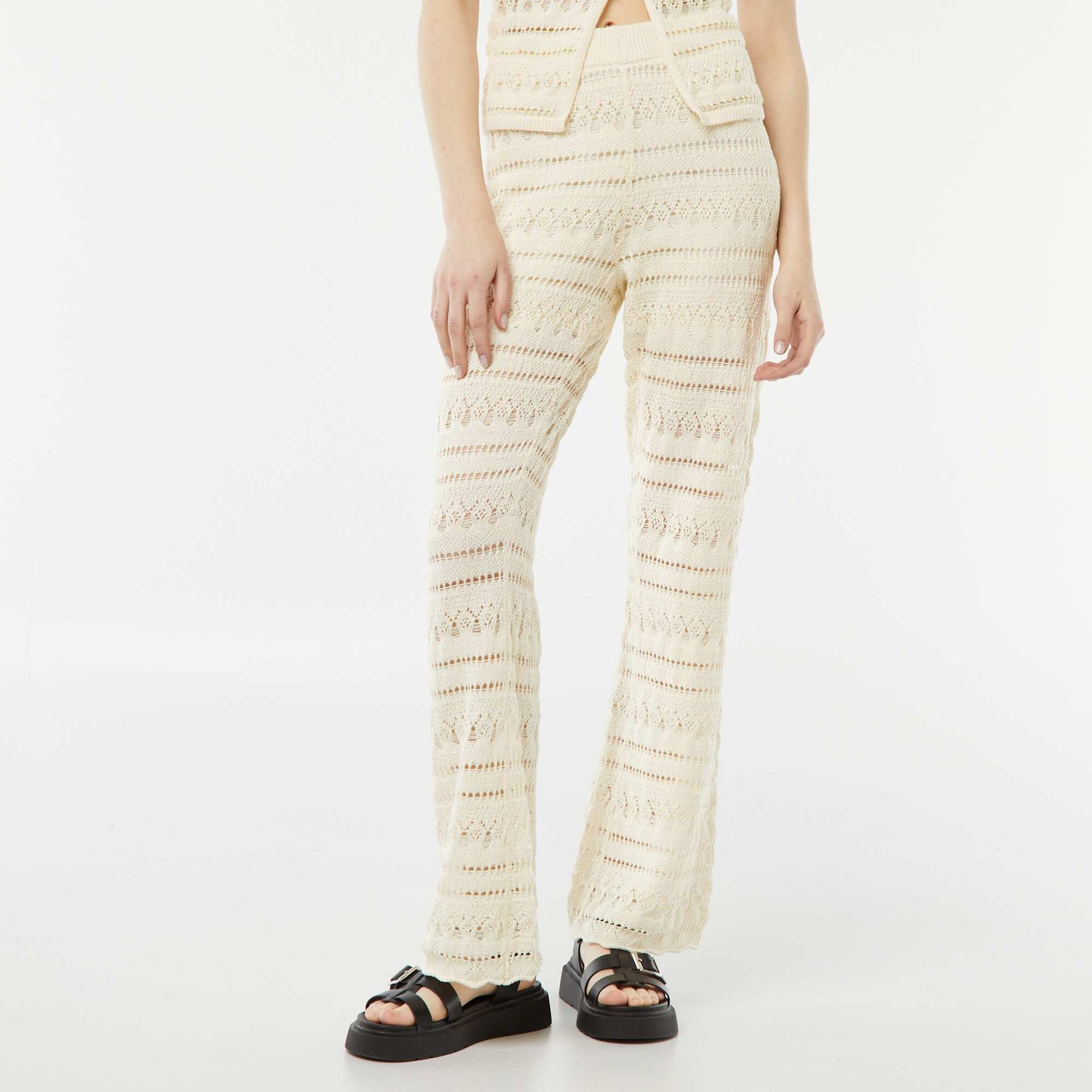 Pantalon large en crochet BEIGE