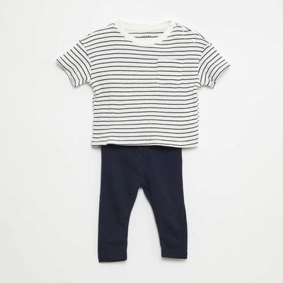 Ensemble t-shirt à manches courtes + legging - 2 pièces BLANC