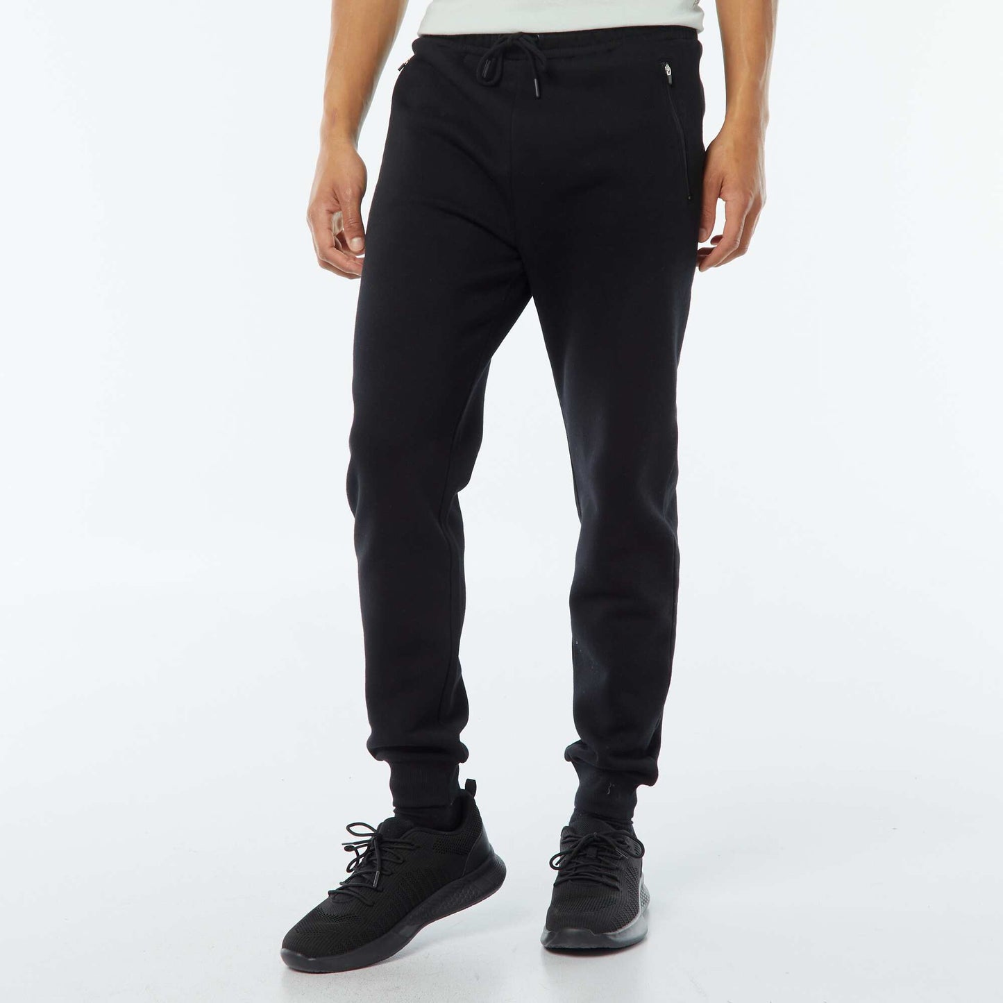 Jogging en molleton gratté avec 2 poches zippées NOIR