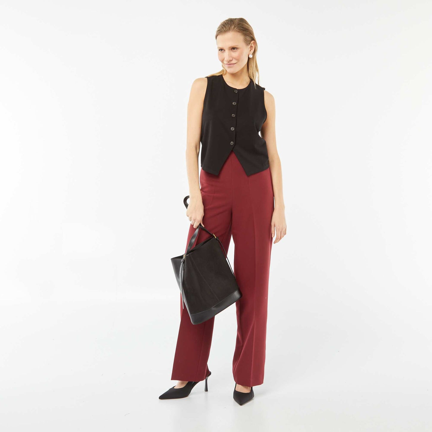 Veste légère sans manches avec ouverture boutonnée NOIR