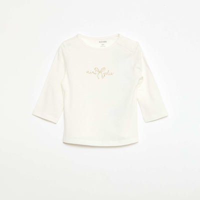 T-shirt manches longue impirmé BLANC