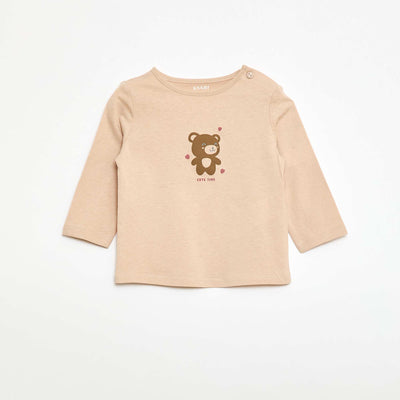 T-shirt manches longue impirmé BEIGE