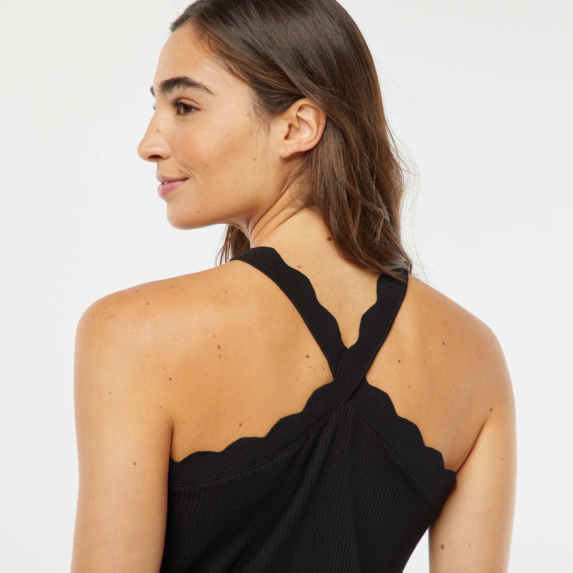 Débardeur avec col fantaisiste croisé NOIR