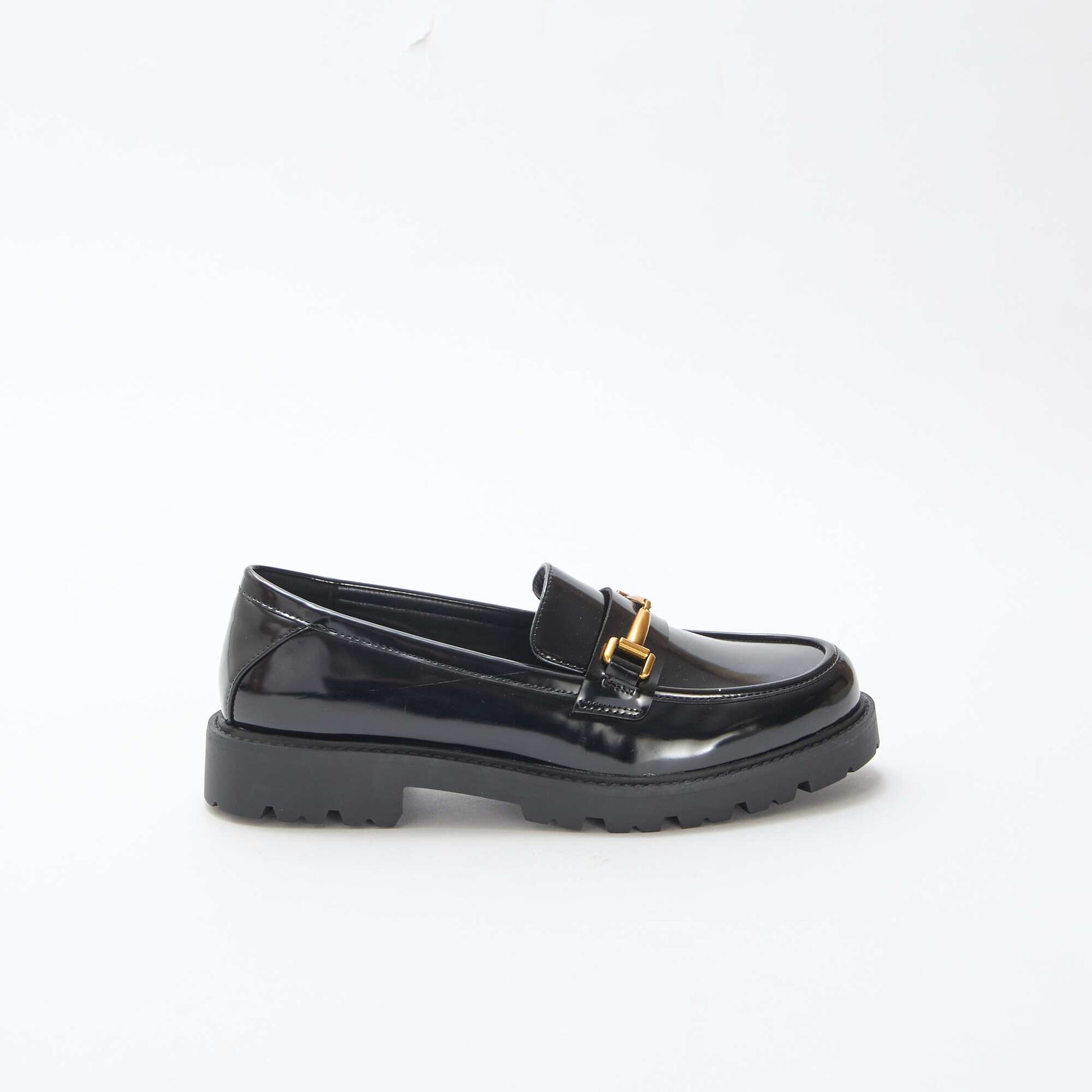 Mocassins vernis avec sangle dorée NOIR