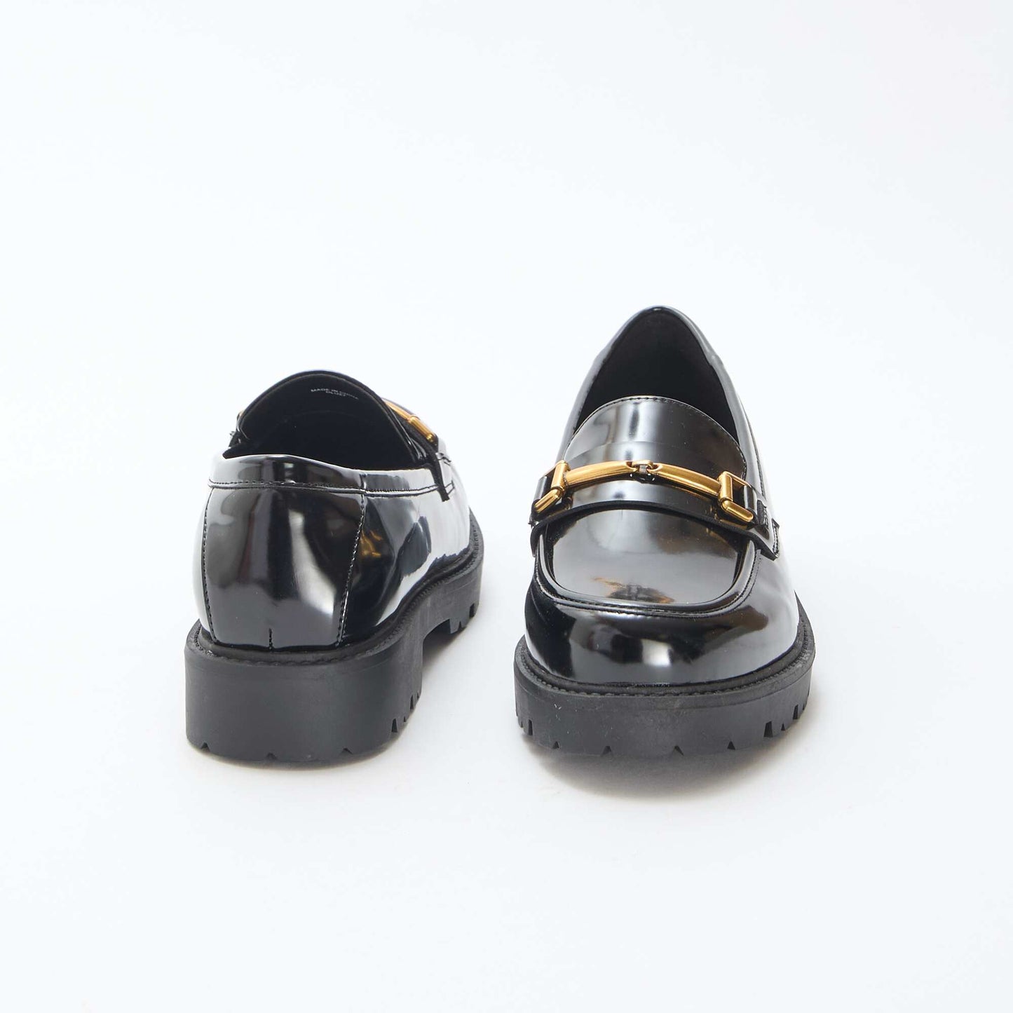 Mocassins vernis avec sangle dorée NOIR