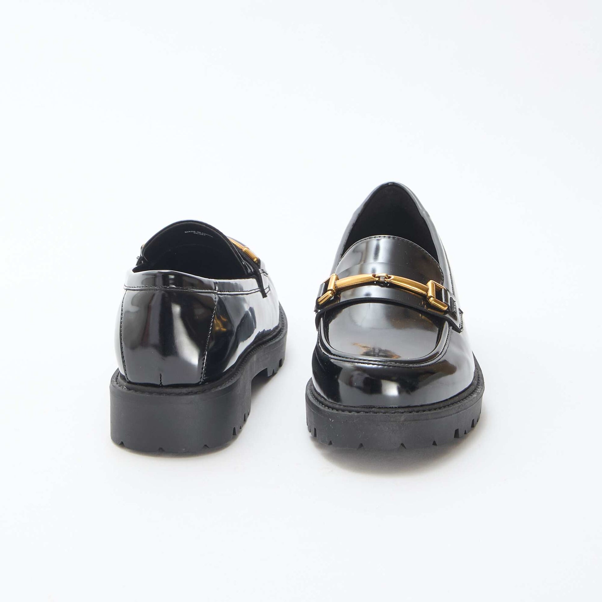 Mocassins vernis avec sangle dorée NOIR