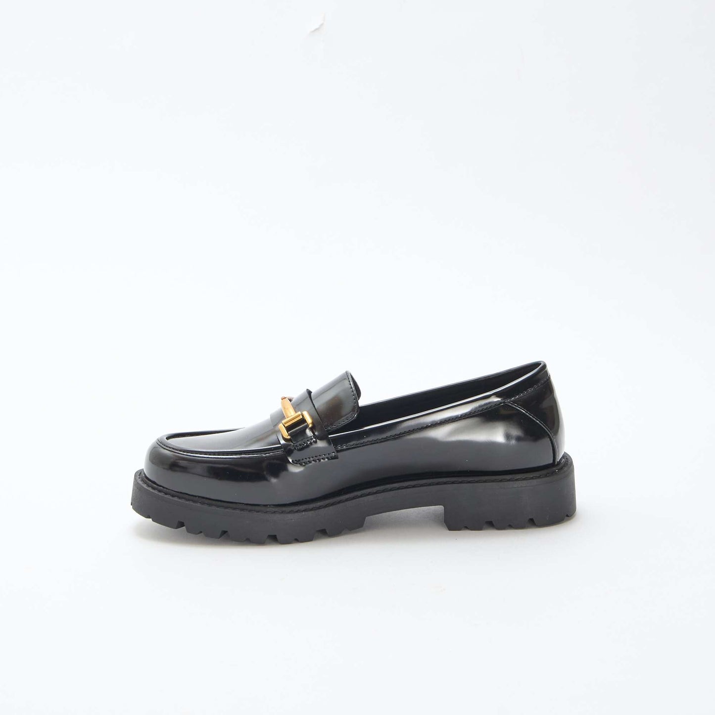 Mocassins vernis avec sangle dorée NOIR
