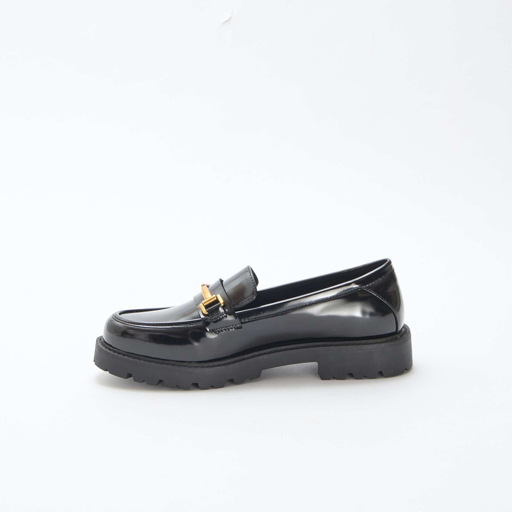 Mocassins vernis avec sangle dorée NOIR