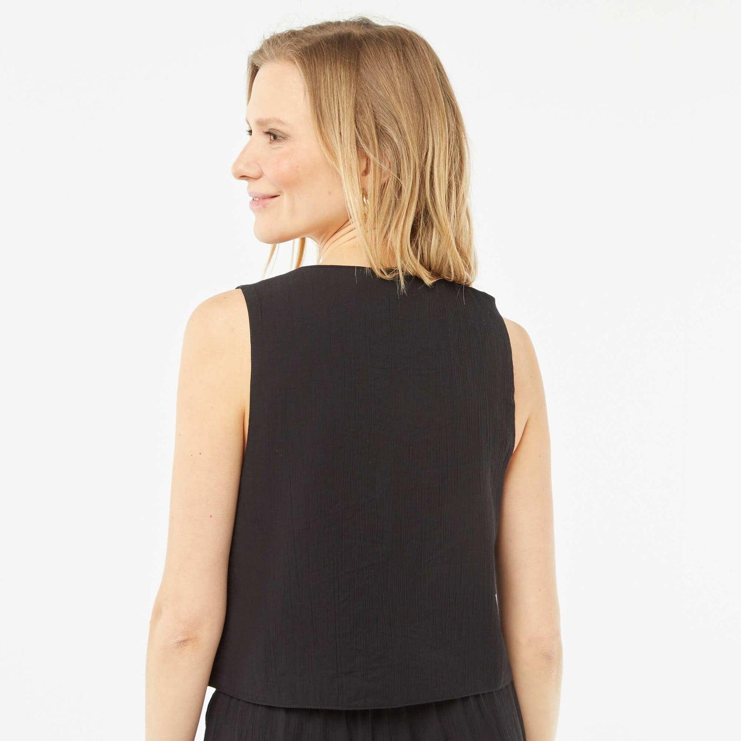 Gilet sans manches avec liens à nouer NOIR