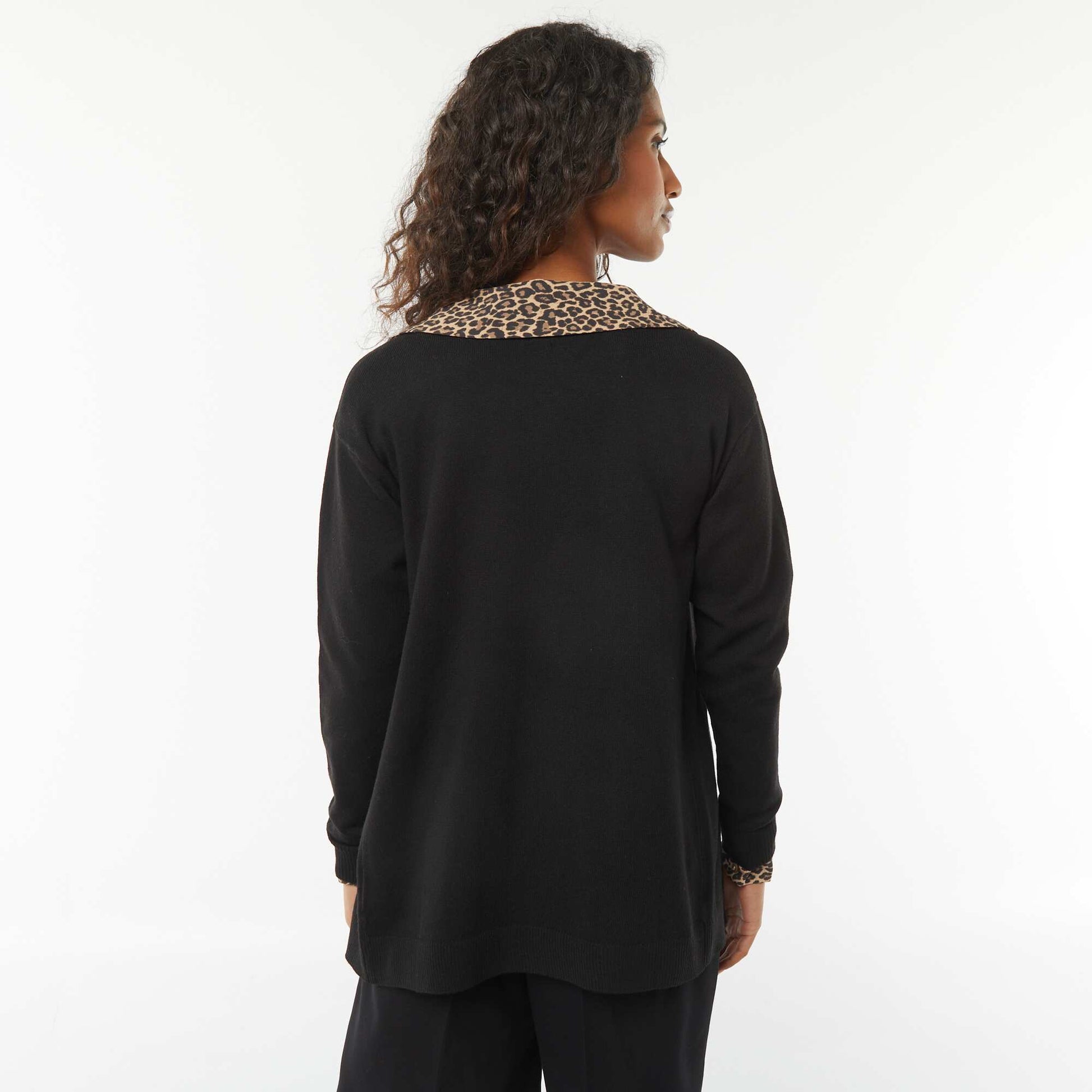 Gilet long en maille fine NOIR