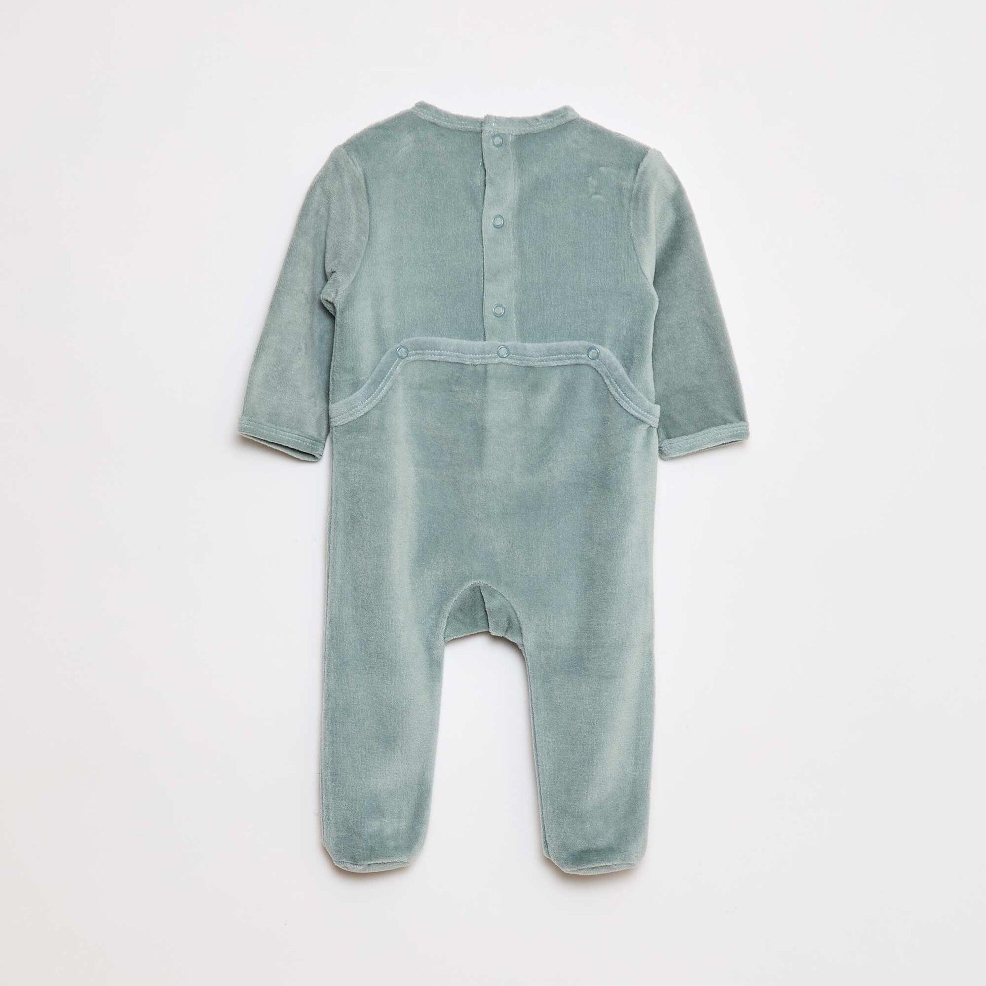 Pyjama en velours avec pieds et animation devant VERT