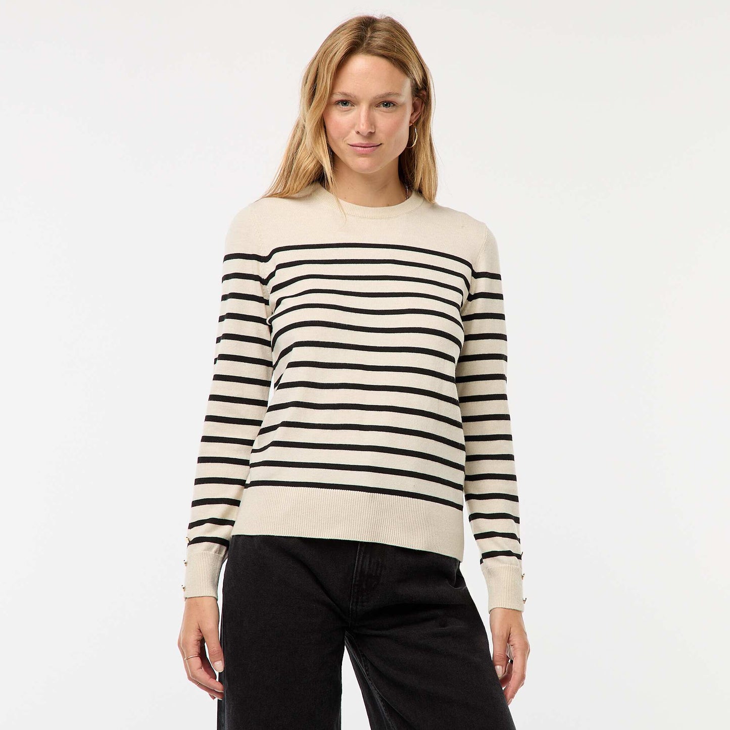 Pull en maille léger col rond BEIGE