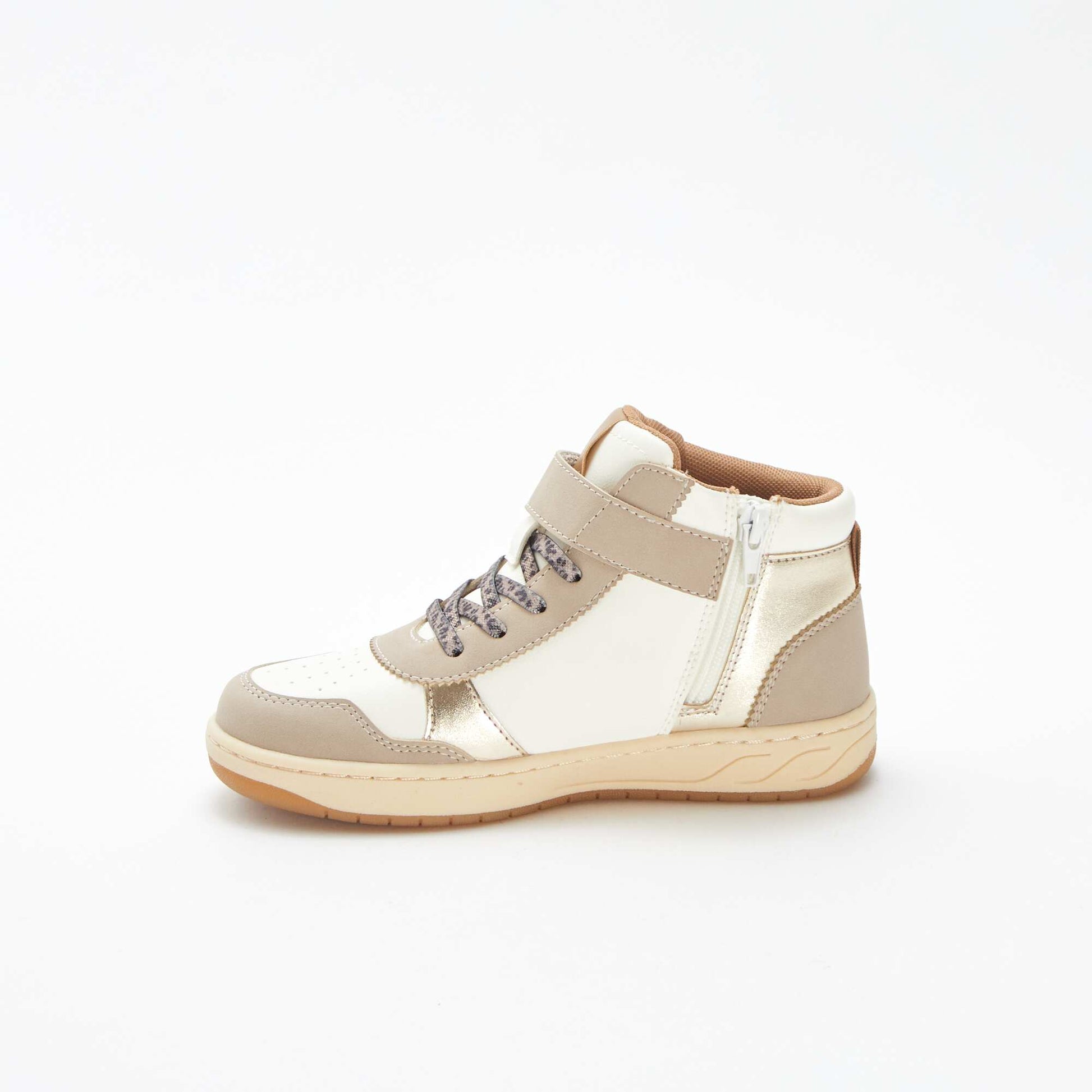 Baskets montantes à scratchs et lacets BEIGE