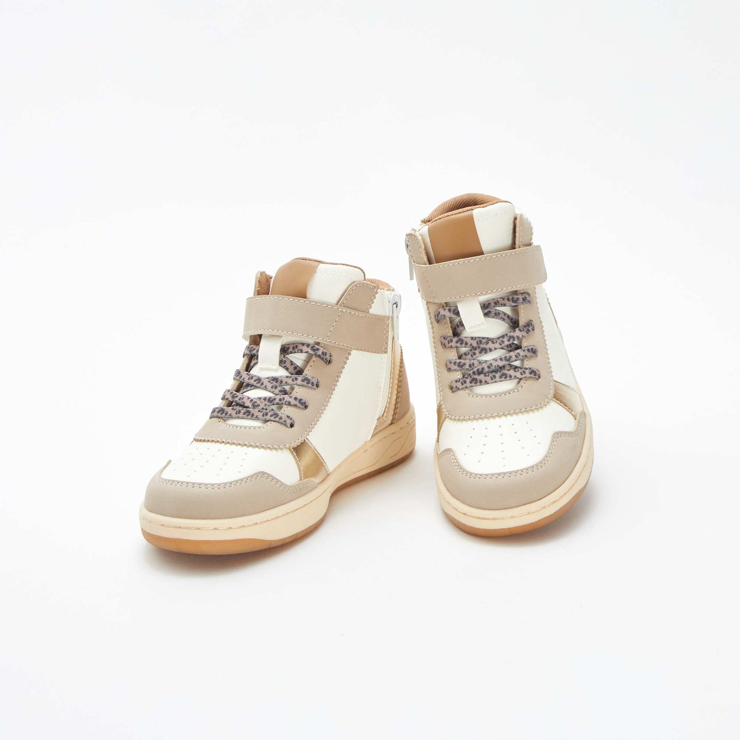 Baskets montantes à scratchs et lacets BEIGE