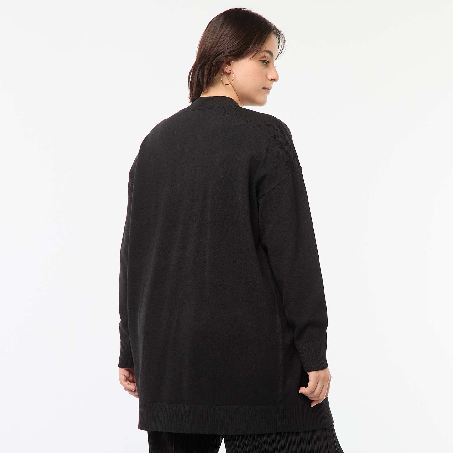 Gilet long ouvert fine jauge NOIR