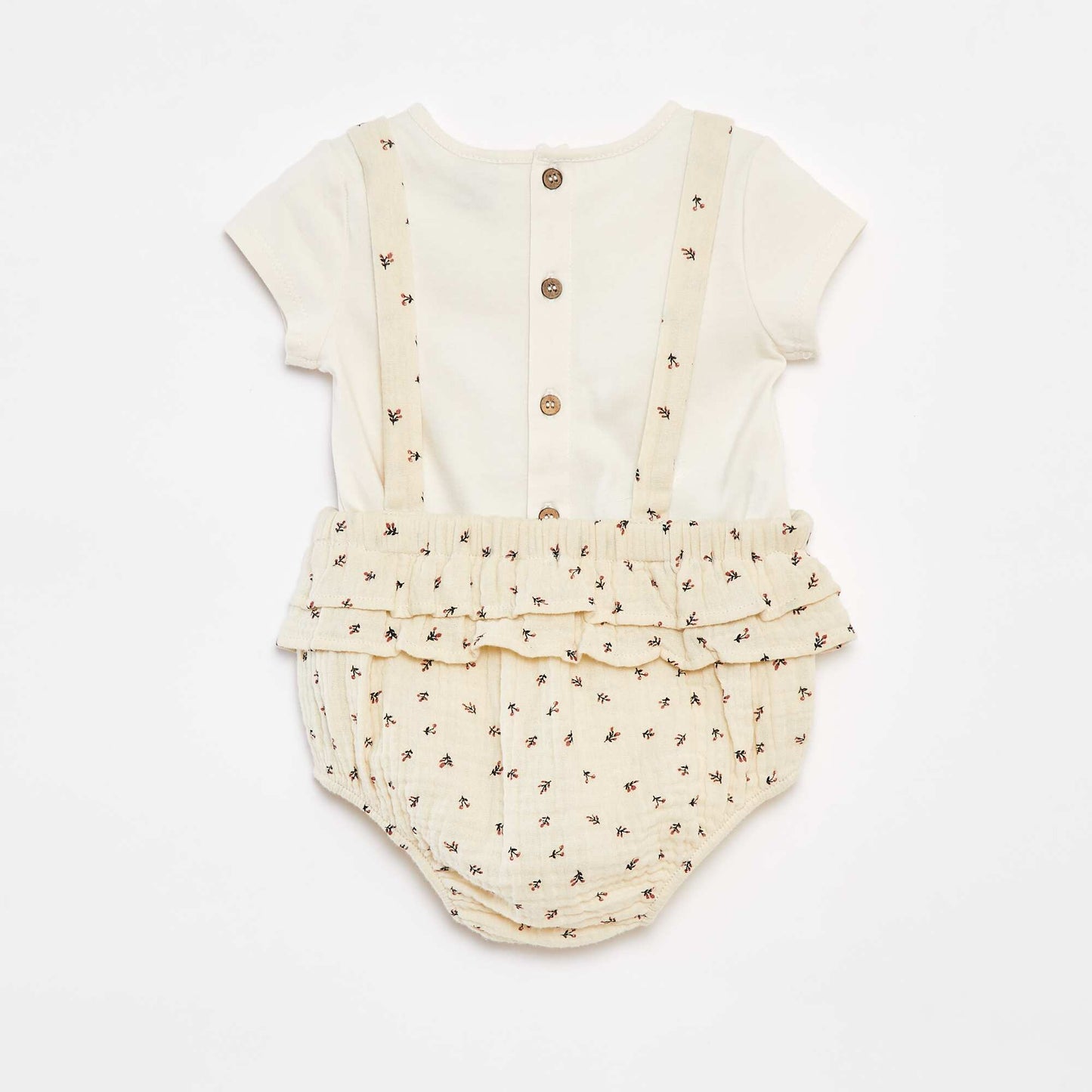 Ensemble barboteuse avec salopette + tee-shirt CRèME