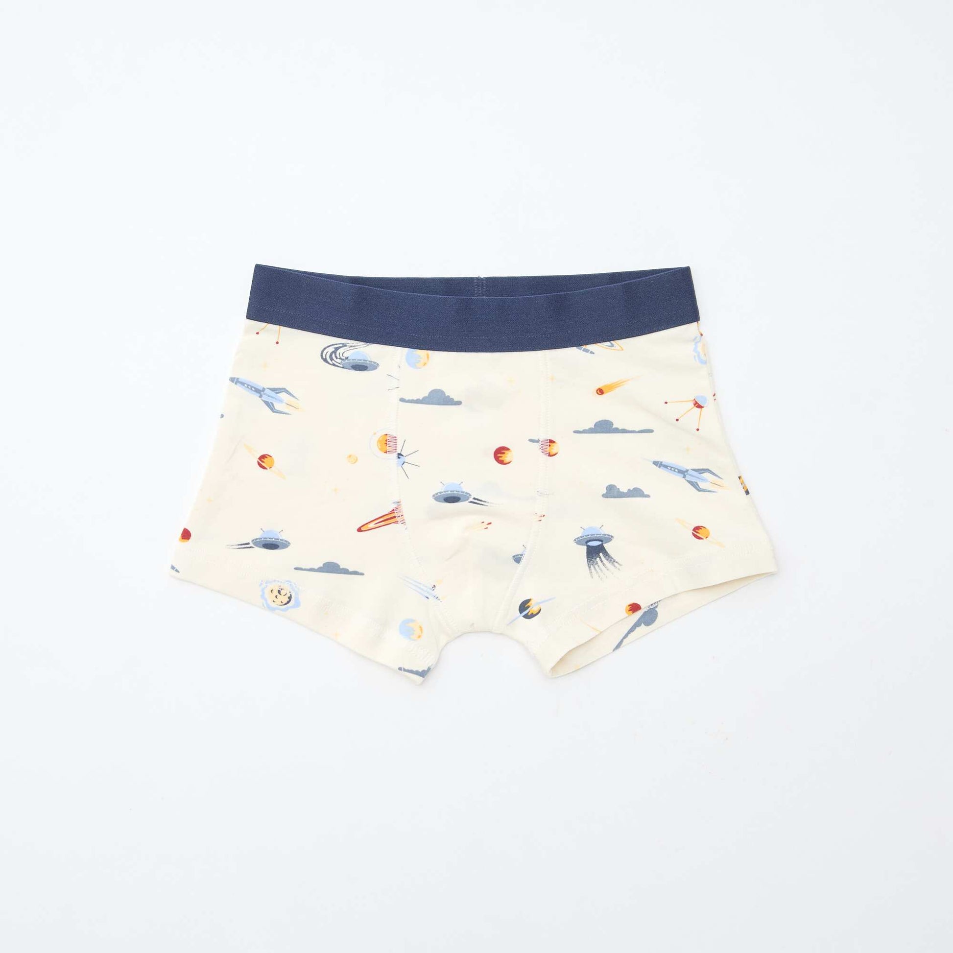 Lot 5 boxers unis unis et imprimés BLEU