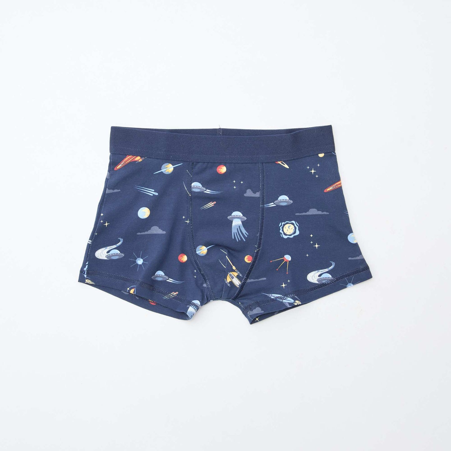 Lot 5 boxers unis unis et imprimés BLEU