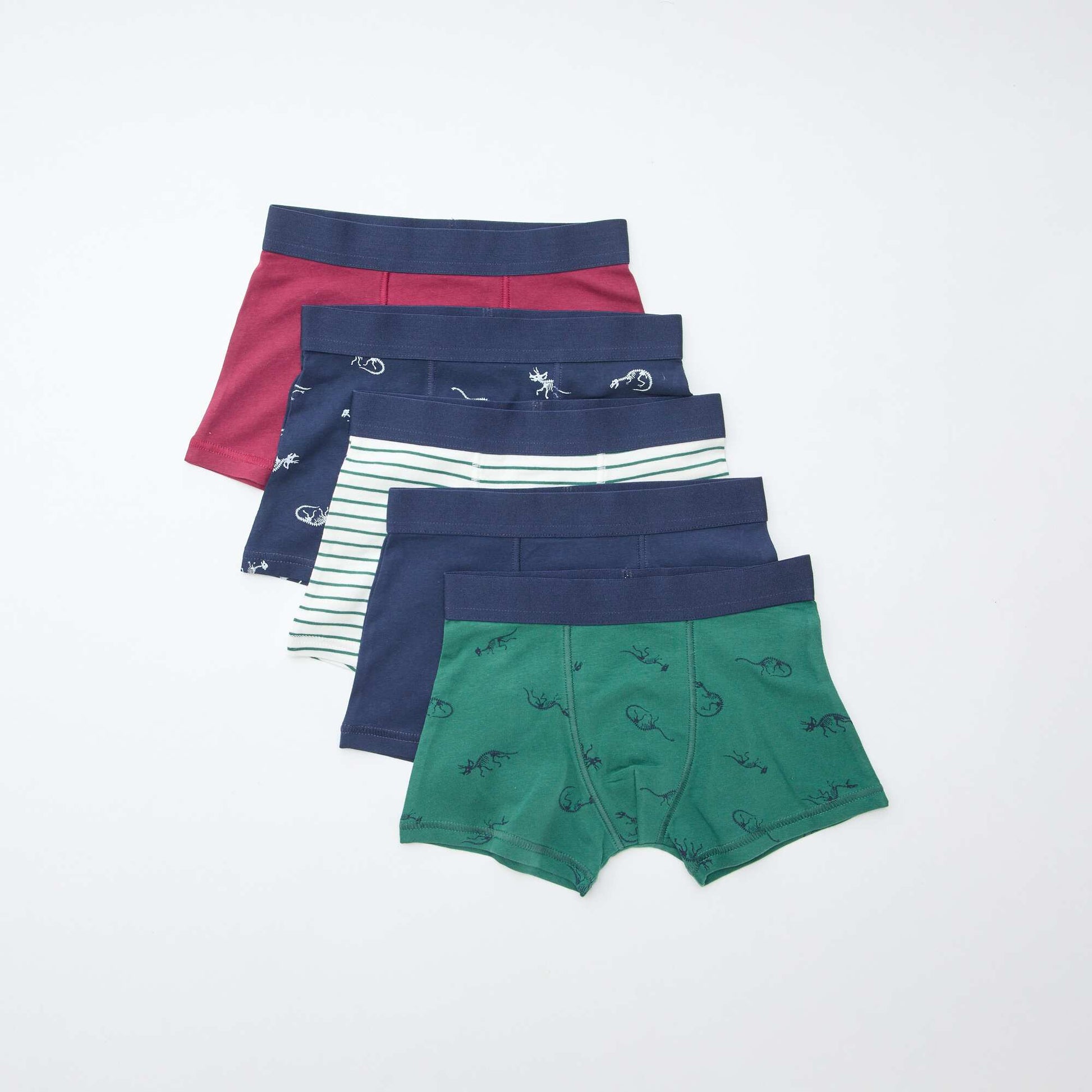 Lot de 5 boxers unis unis et imprimés BLEU