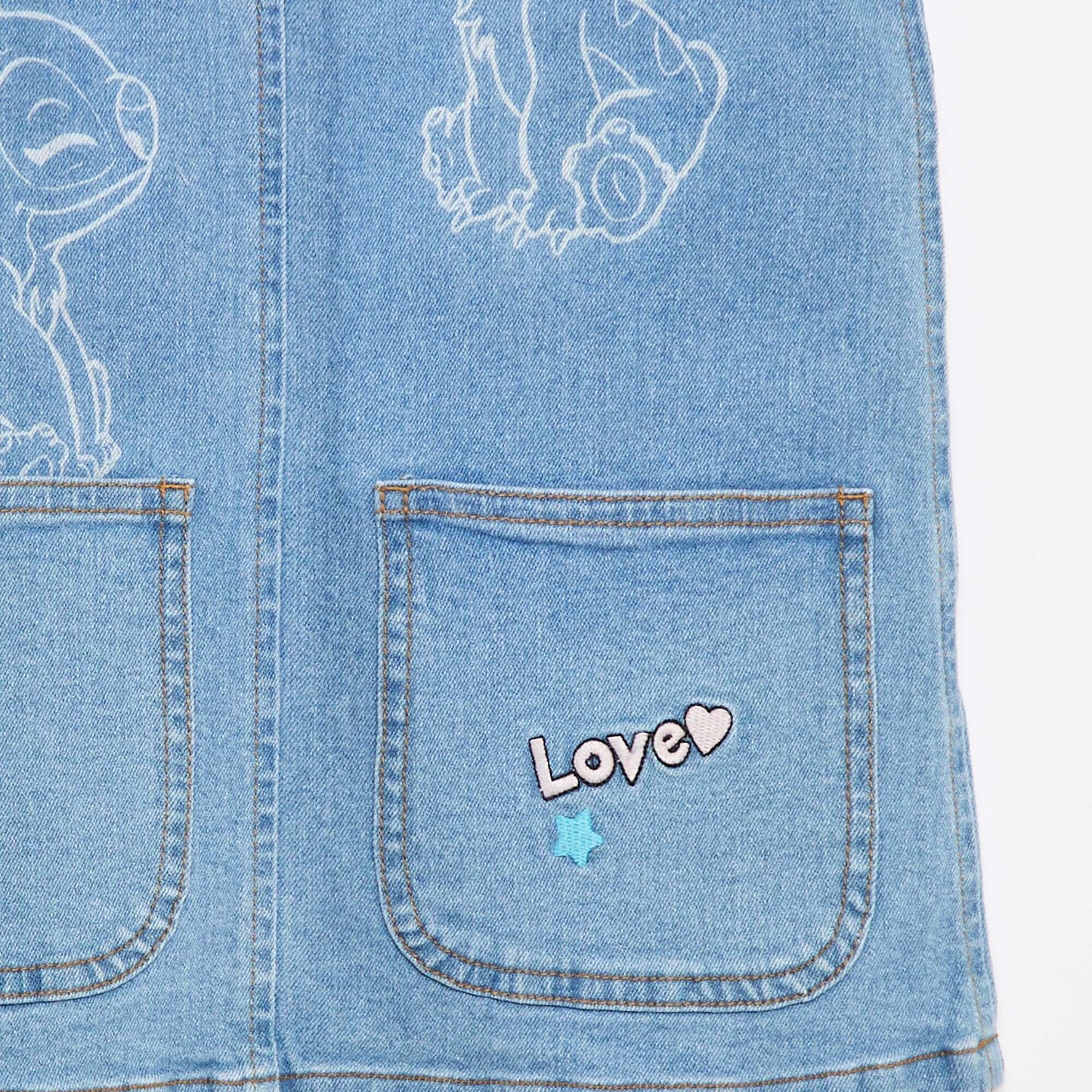 Robe salopette en denim 'Stitch' BLEU