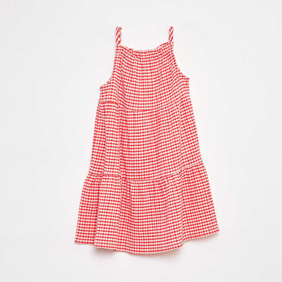 Robe vichy évasée ROUGE