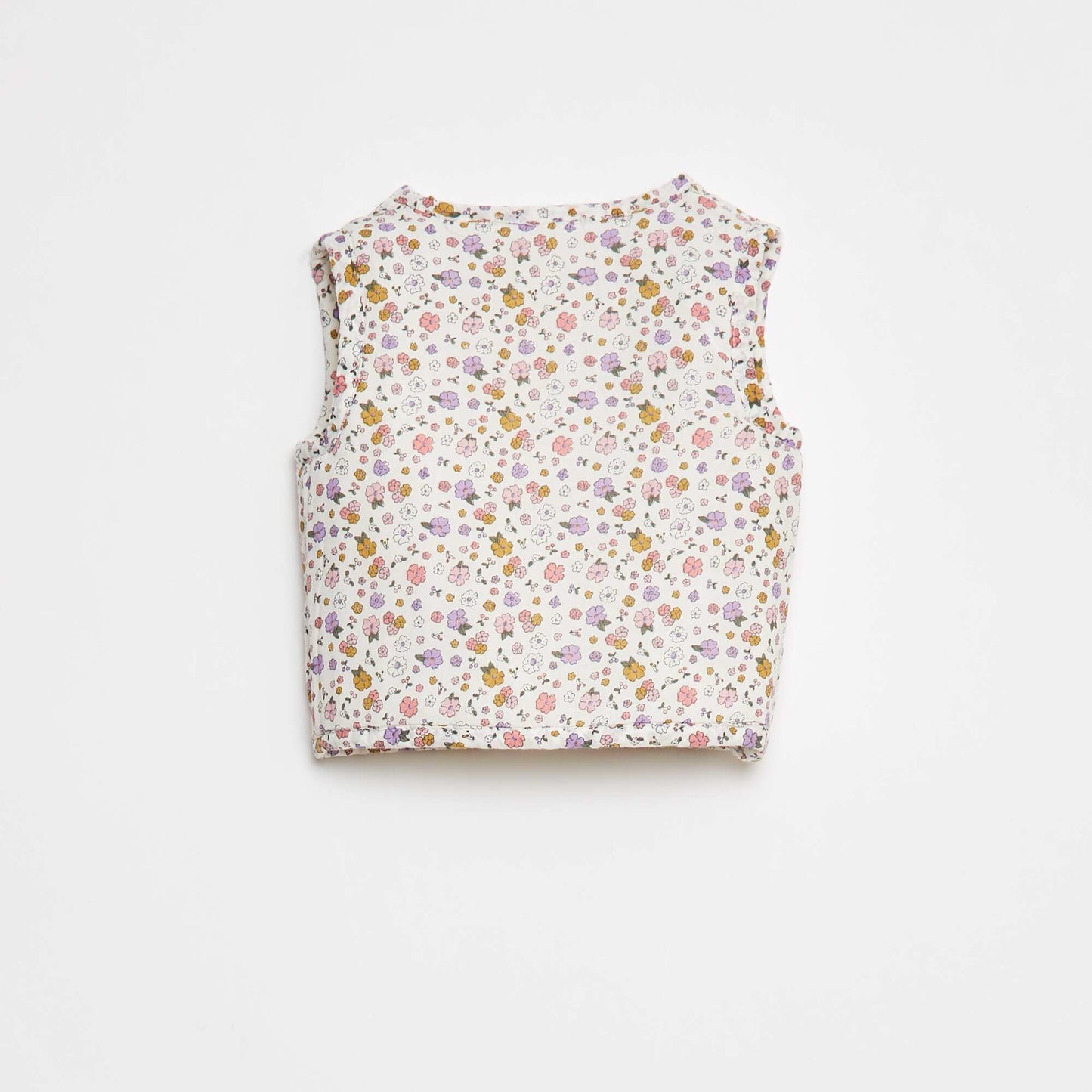 Gilet sans manches à motif floral BLANC