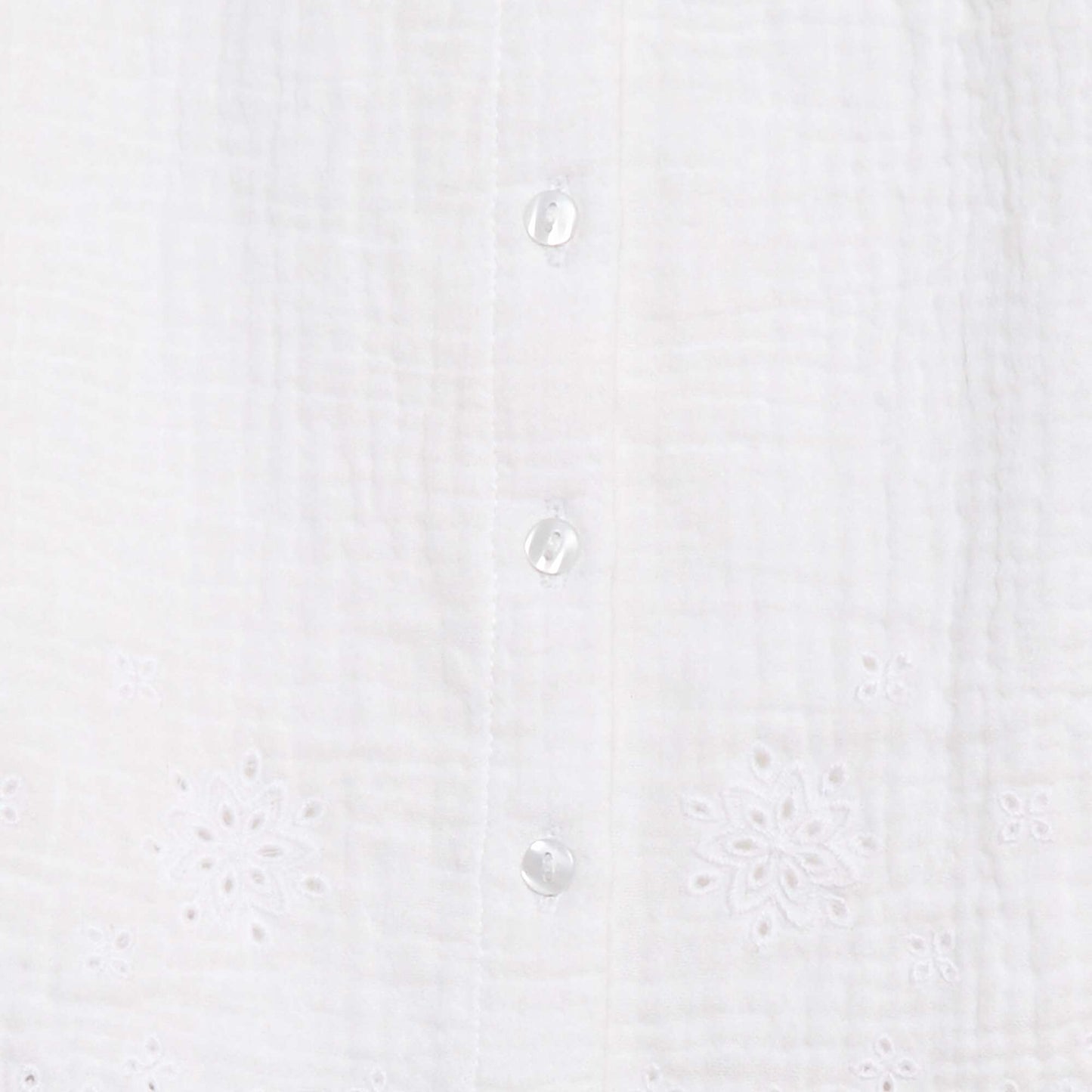 Blouse en gaze de coton avec manches courtes volantées BLANC