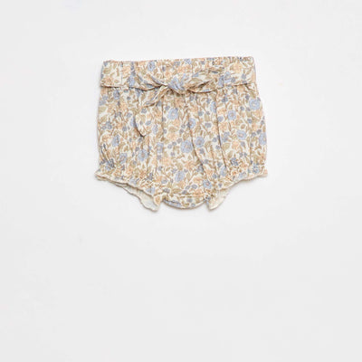 Short à taille élastiquée avec ceinture à nouer BLANC